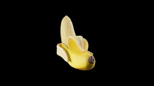Realistic Rotating Peeled Banana Food Element