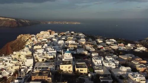 Oia Santorini Aerial View, Cyclades Island in Aegean Sea, Greece