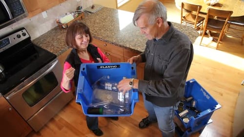 Couple Recycles Plastic in Bright Kitchen Together