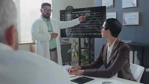 Medical Professional Giving Presentation in Boardroom