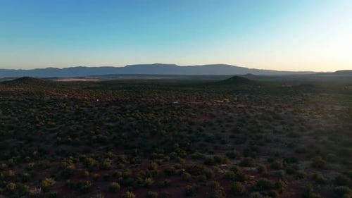 Lush Vegetation On Red Rock Deserts Of Sedona In Arizona - aerial drone shot