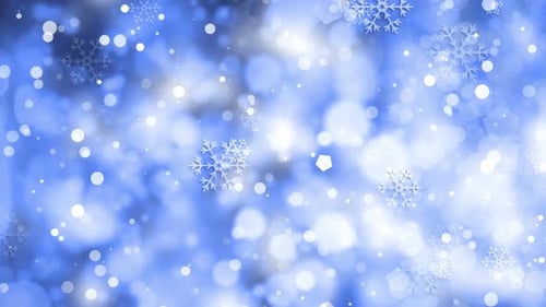 Animated Winter Holiday Background with Falling Snowflakes and Bokeh Lights
