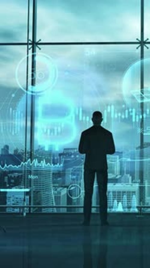 Animated Futuristic Holographic Business Data Display