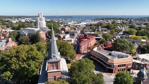 aerial annapolis maryland push in
