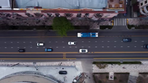Cars And Buses On The Street