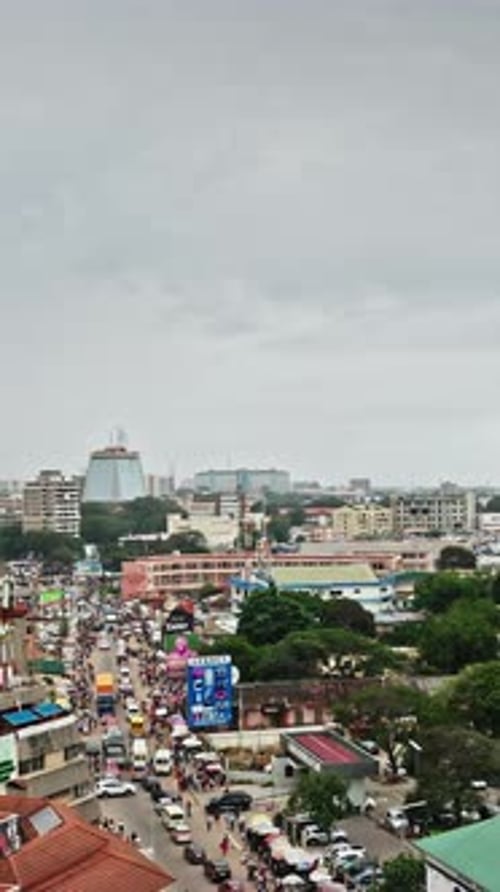 Urban landscape of Accra showcasing vibrant city life