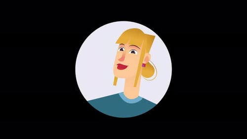 Animated Female Character Avatar Icon for Social Media Profiles