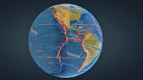 Rotating Earth 3D Animation of Tectonic Plates