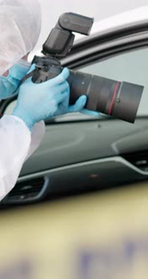 Forensic Photographer Taking Pictures at Crime Scene