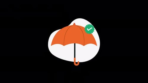 Umbrella with Verified Checkmark Badge. Protection Concept Animation Video - Transparent