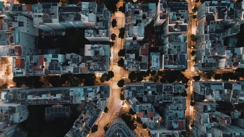 Top-Down View of Rio de Janeiro’s Streets with Golden Lights