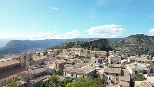 Aerial video of Italian Medieval village of Gerace, Calabria