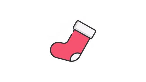 Animated Christmas Stocking Flat Design Illustration