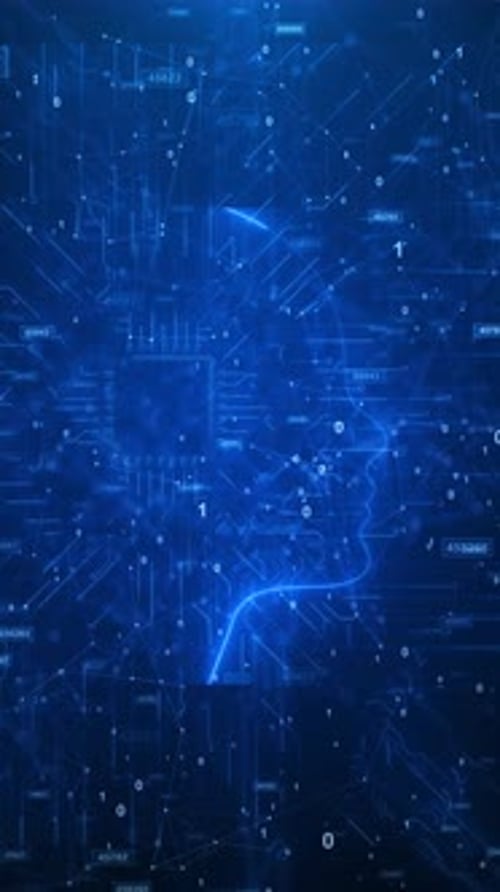 Animation of Futuristic Interface Holographic Technology AI Artificial Intelligence Digital Brain