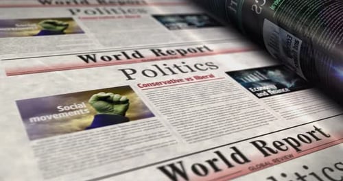 Printing Press Producing World News Newspaper Animation