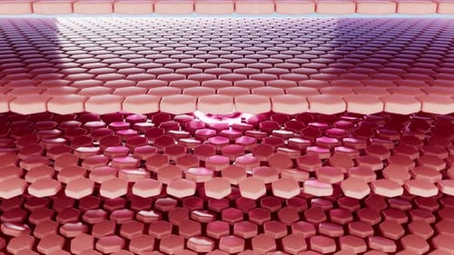 3D rendering animation loop of drop of oil absorbed into layers of skin