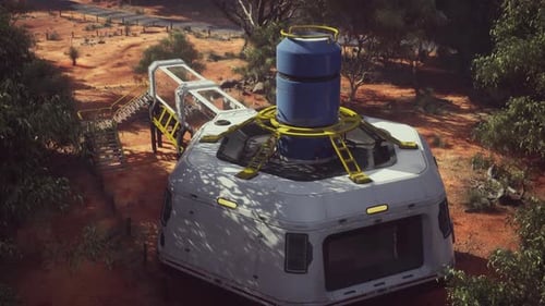 Futuristic Scientific Research Base in Arid Landscape