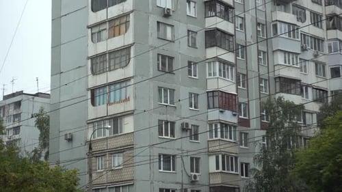 Tall Concrete Building of the Times of the USSR