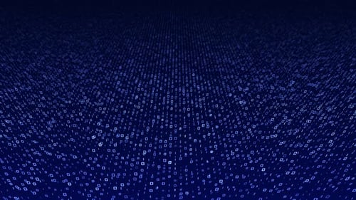 Futuristic Binary Matrix: Animated Digital Landscape of AI and Cyber Security