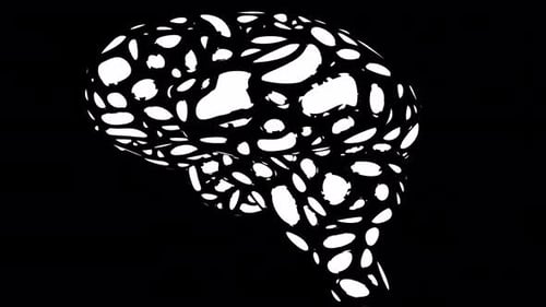 Intricate black and white brain illustration for science, medicine or education projects