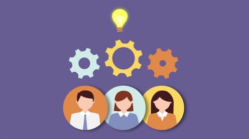 Teamwork im Unternehmens- mit Mitarbeitern 4K