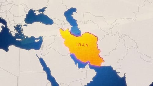 Modern World Map Highlighting Iran with Glow Effect