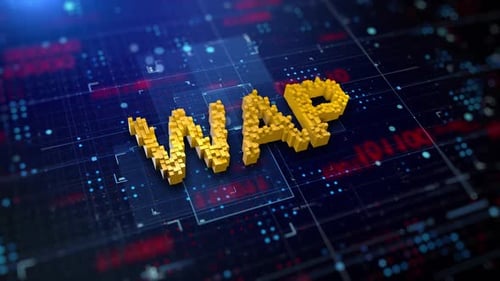 VWAP Pixel Text Reveal on Digital Circuit Background