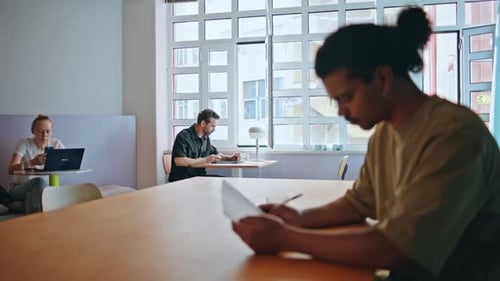 Relaxed Cafe Visitors Sitting Tables Enjoying Calm Atmosphere People Working