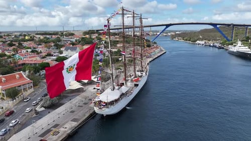 Union Ship At Otrobanda Curacao. Caribbean Island.