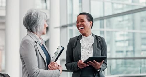 Conversation, tablet and collaboration with business people in office for planning