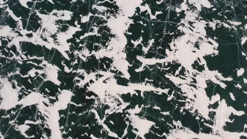 Aerial view of ice formations on water, Russia.