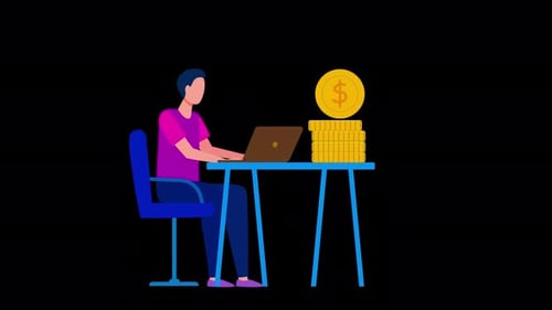 Online Work and Income Concept Animation 4K On Alpha