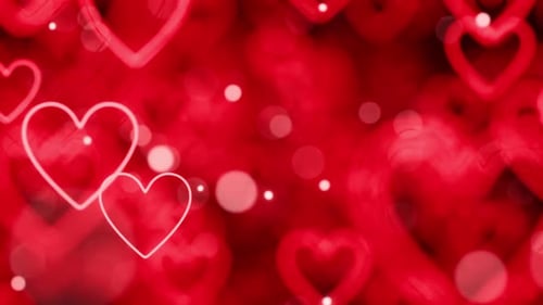 Dynamisch leuchtende rote Herzen bilden eine romantische Videokulisse für Feierlichkeiten