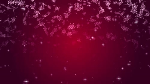 Elegant Red Christmas Background with Falling Snowflakes and Stars