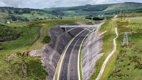 Aerial footage of a highway
