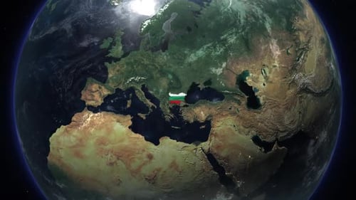 Vue satellite de la rotation réaliste de la Terre en Bulgarie