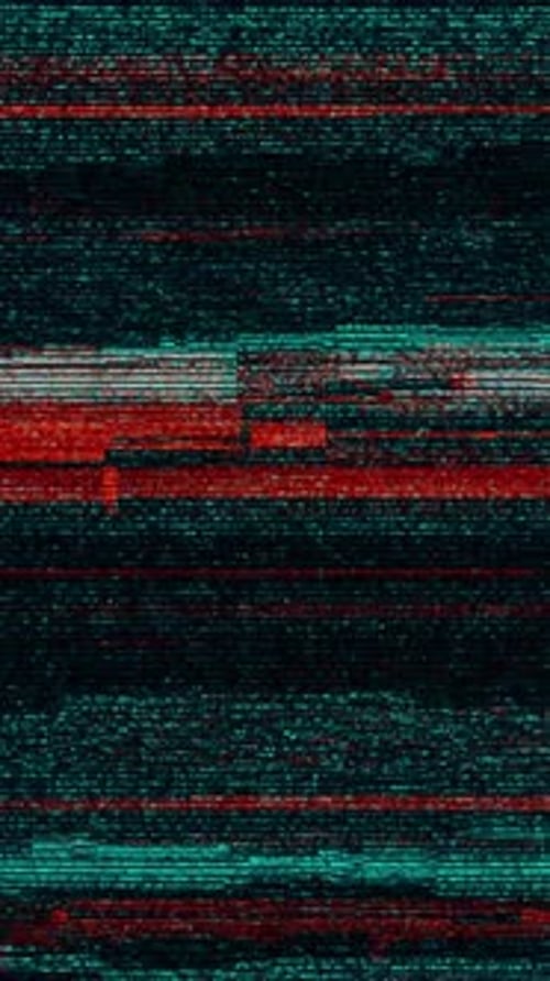 Glitch TV Noise with Red and Blue Digital Interference Lines
