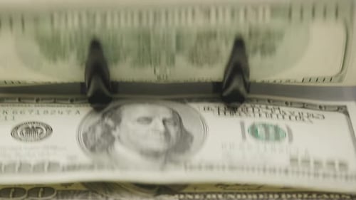 Money Counter Counting One Hundred Dollar Bills