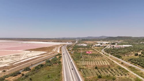 Highway road close to the salt ponds