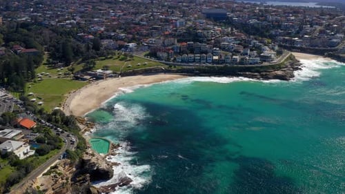 Bronte Beach And Bronte Baths By Blue Sea With Beach Park During COVID-19 Pandemic In Sydney, NSW, A