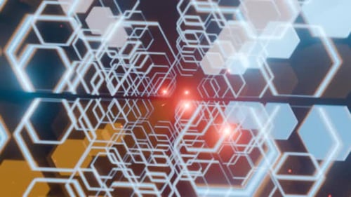 Abstraktes sechseckiges Gitter in futuristischer 3D-VJ-Schleife