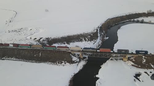 Aerial View of Freight Train