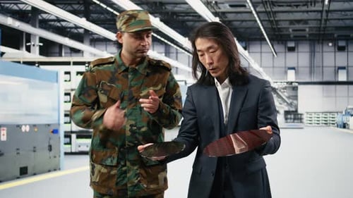Increasing Microchips Production Defense Gear and Factory Manager with Soldier