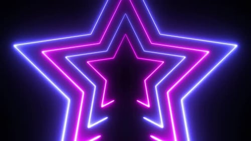 Glowing Neon Star Abstract Pattern Loop