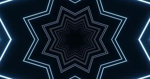 Abstract Blue Neon Star Tunnel Background