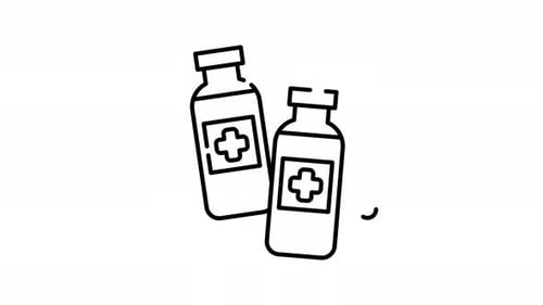 Animated Sketch Medical Bottles with Health Cross Icons