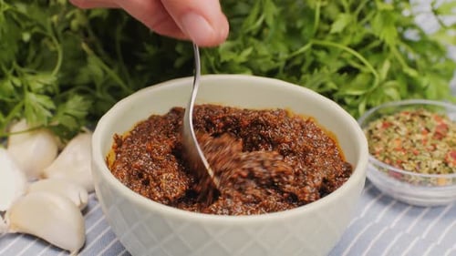 Chimichurri Sauce Green Argentinian Pesto Style Sauce Spices Beef Topping Marinade Parsley and