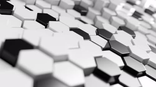 Fondo hexagonal blanco y negro. Animación en bucle