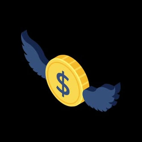 Animated Minimalist Dollar Coin with Wings