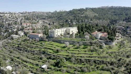 Ein Karem Aerial view, Village Almond Trees, Jerusalem